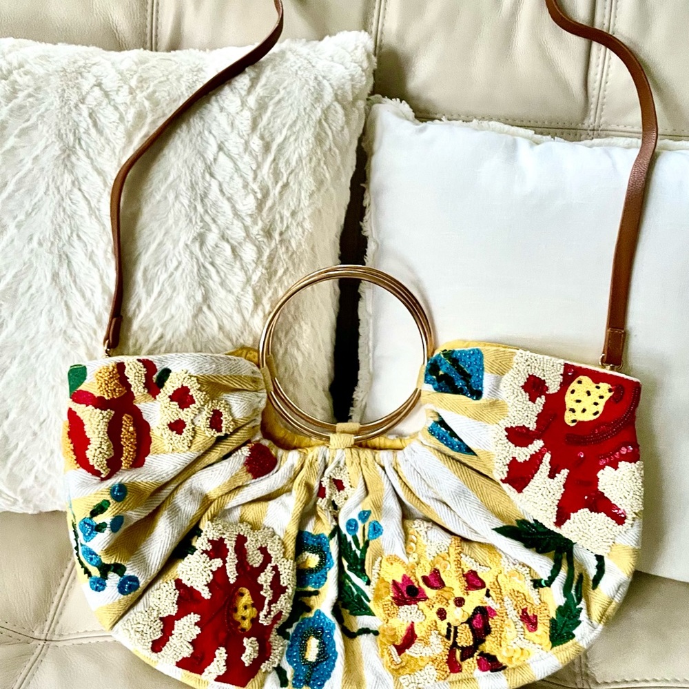 Half Moon Beaded Satchel Bag - Picture 2 of 7